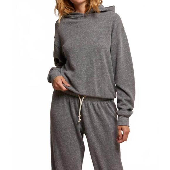 NEW PERFECTWHITETEE heart fleece pullover hoodie in dark heather grey